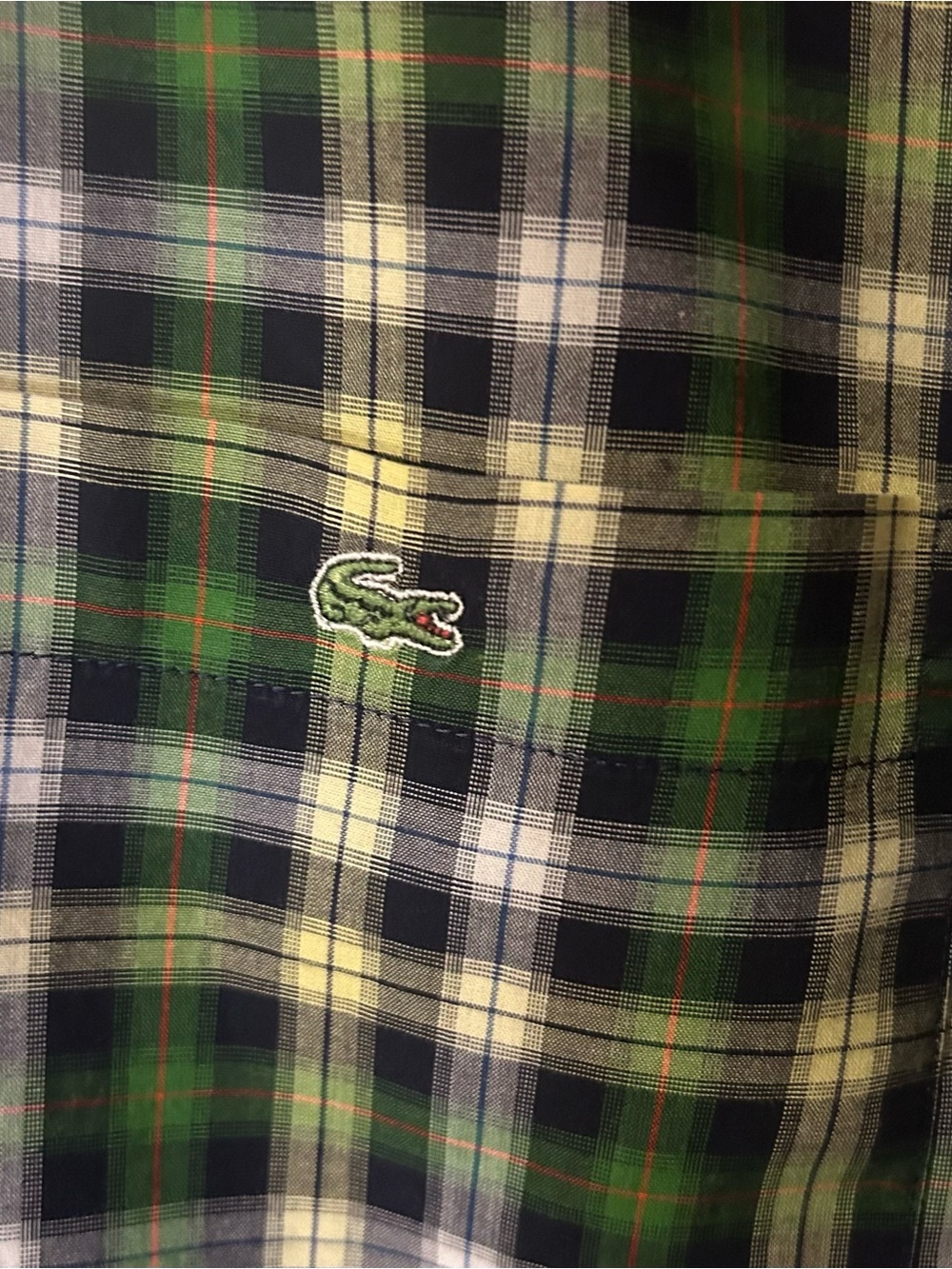 Lacoste Plaid Button Down Shirt Size 40 Green Blue Yellow 100%Cotton EUC - Picture 3 of 6